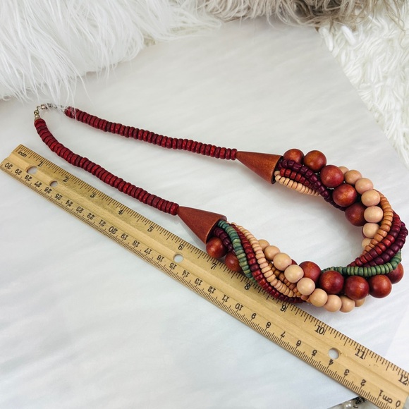 Vintage Multicolor Chunky Bohemian Tribal Chic Beaded Necklace - Picture 8 of 8